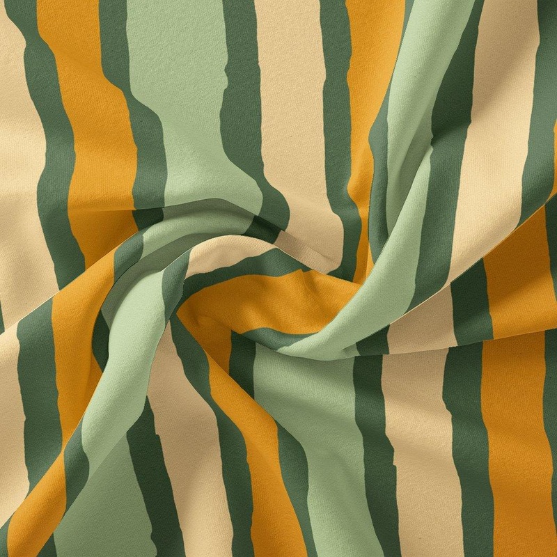 Yellow Green Stripes Digital Printed Fabric