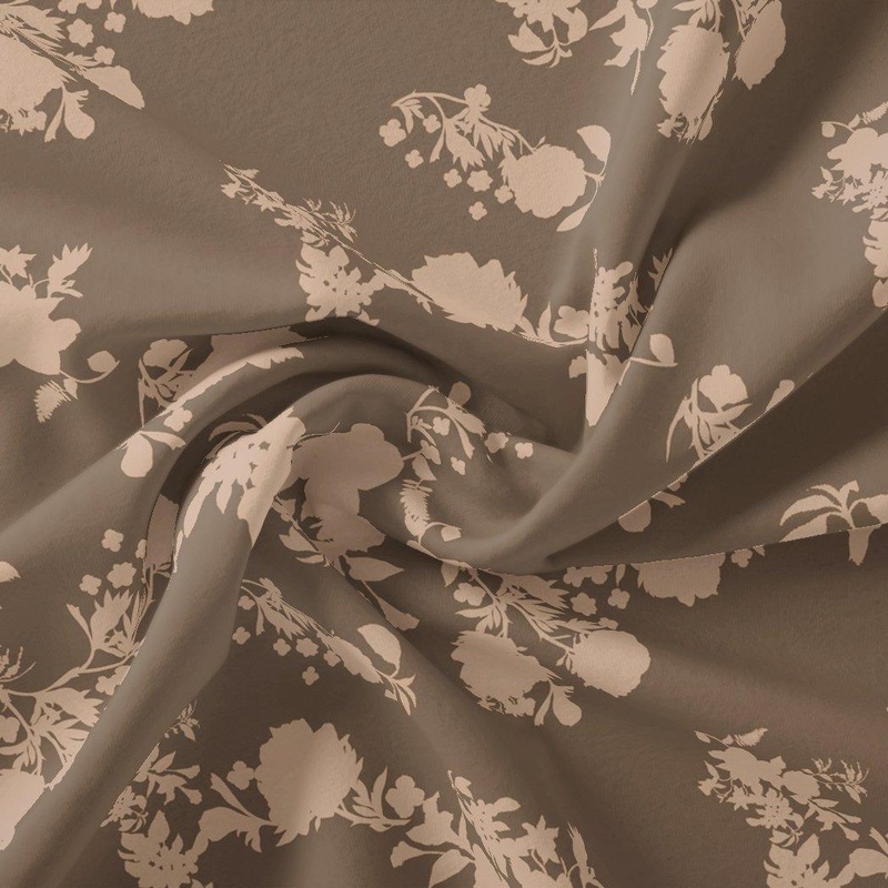 Beautiful Brown Floral Branch Digital Printed Fabric