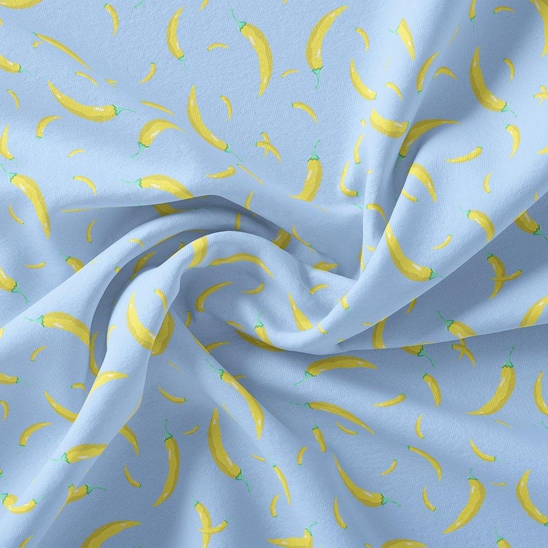 Yellow Mirchi Allover Digital Printed Fabric