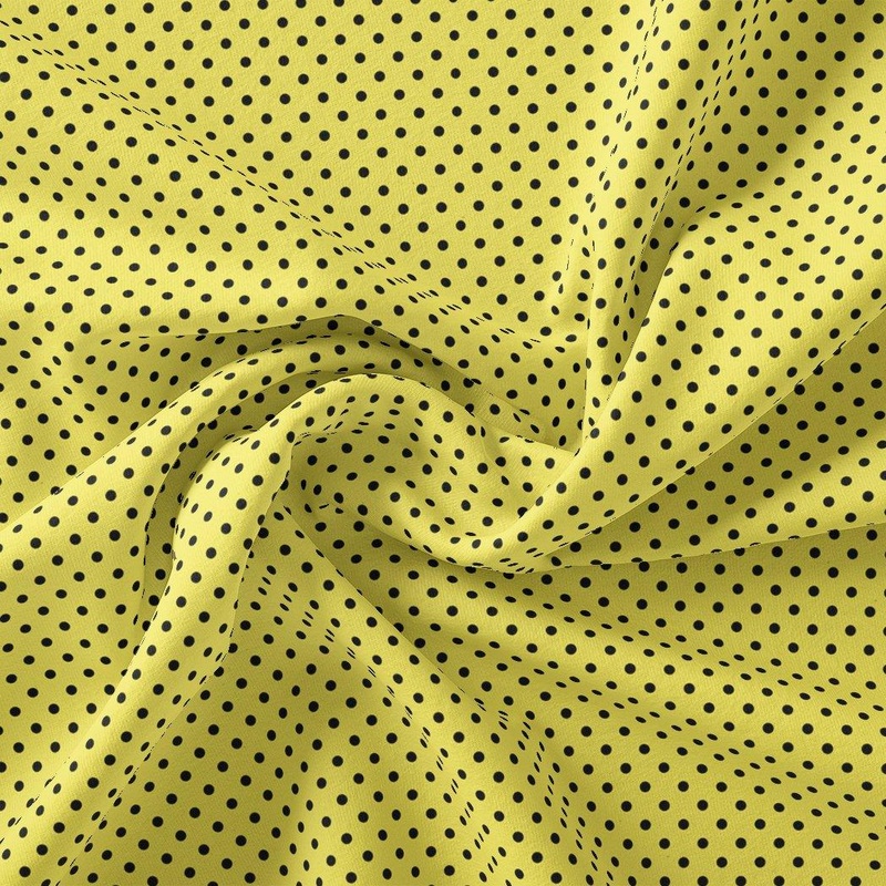 Yellow Polka Dot Digital Printed Fabric