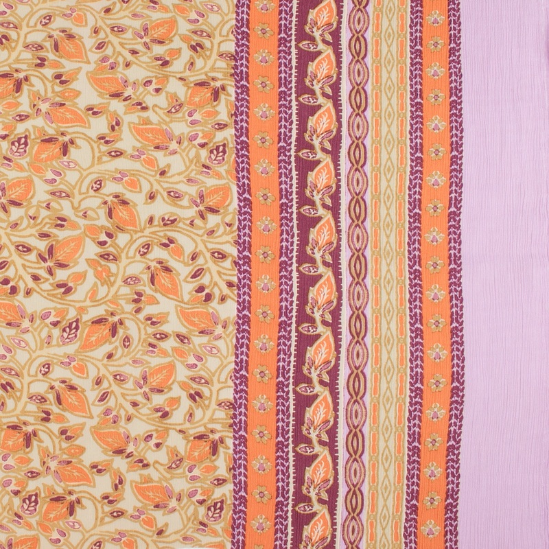 Border Printed Crinkled Yoryu - DELILAH - 020 - Beige