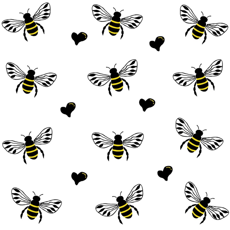 Yellow and Black Bees Pattern 1 Quilting Cotton Fabric