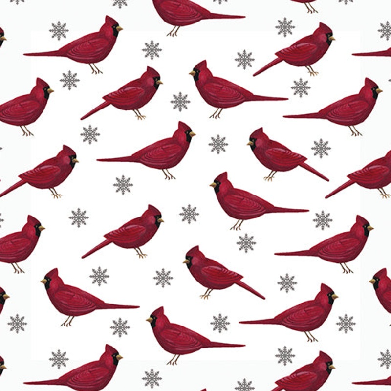 Winter on the Farm Cardinal and Flakes White
