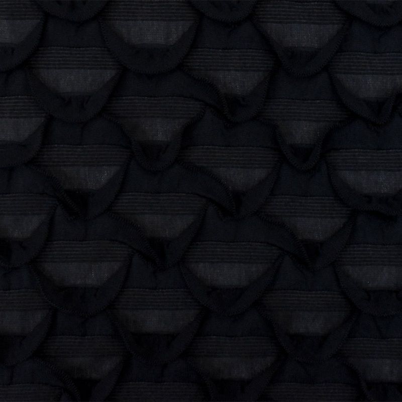Ballet Black Texture Stretch Poly Scallop Ruffle Knit Fabric