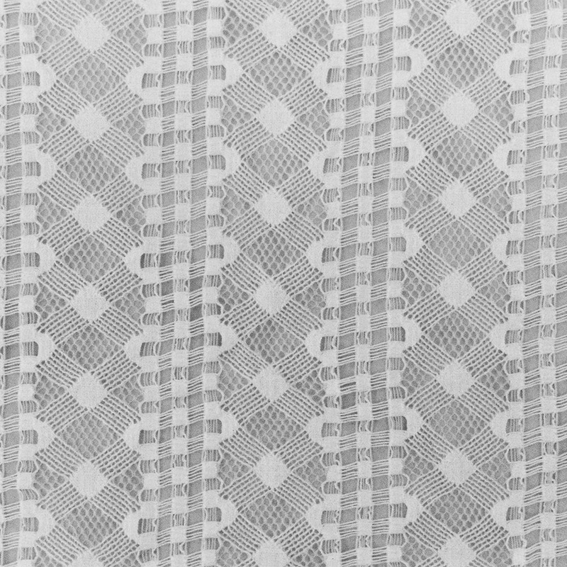 Basic White Patterned Stripe Stretch Nylon Lace Knit Fabric