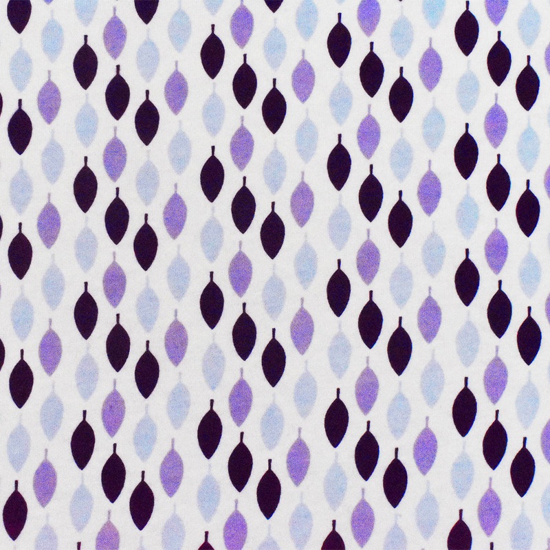 White-Blue-Multi Leaf Printed Stretch Spandex Cotton Jersey Knit Fabric