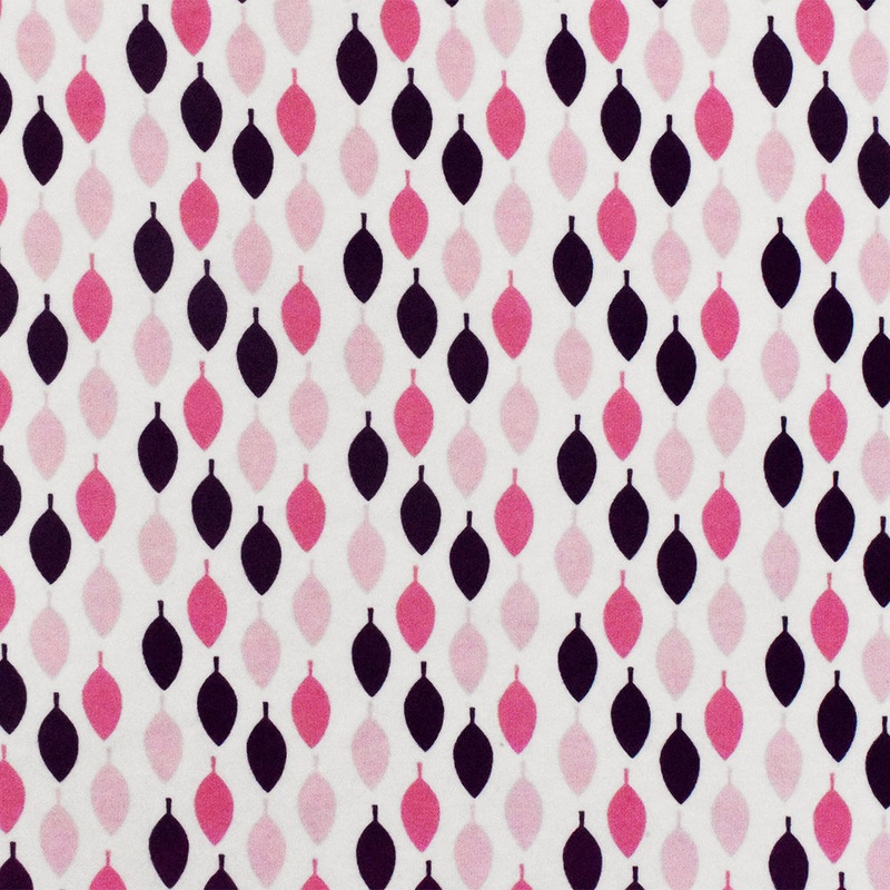 White-Pink-Multi Leaf Printed Stretch Spandex Cotton Jersey Knit Fabric