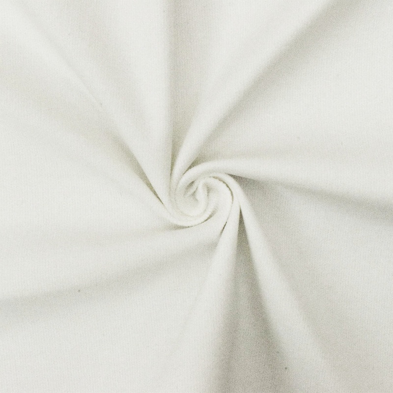 White Solid Stretch Cotton Spandex Featherwale Corduroy Woven Fabric