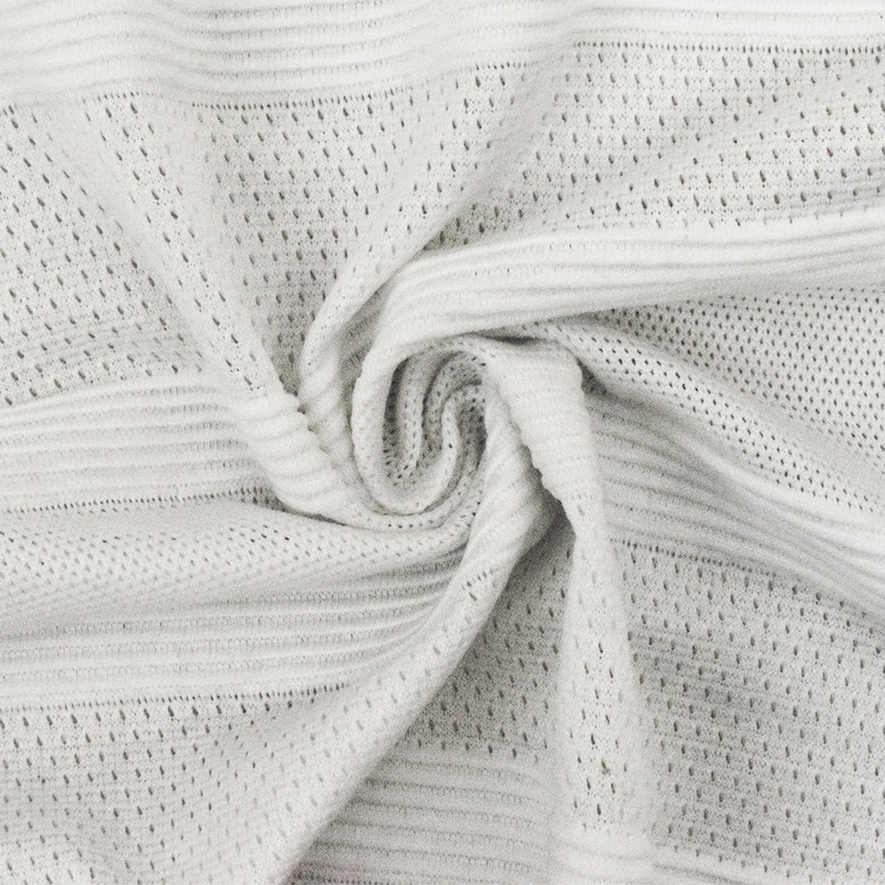 White Stripe Stretch Spandex Poly Athletic Mesh Knit Fabric