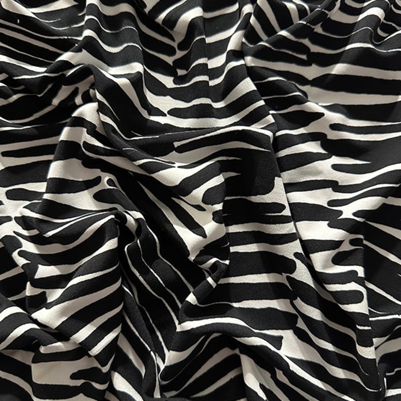 Black and White Shifted Stripe Print ITY Jersey Knit Fabric