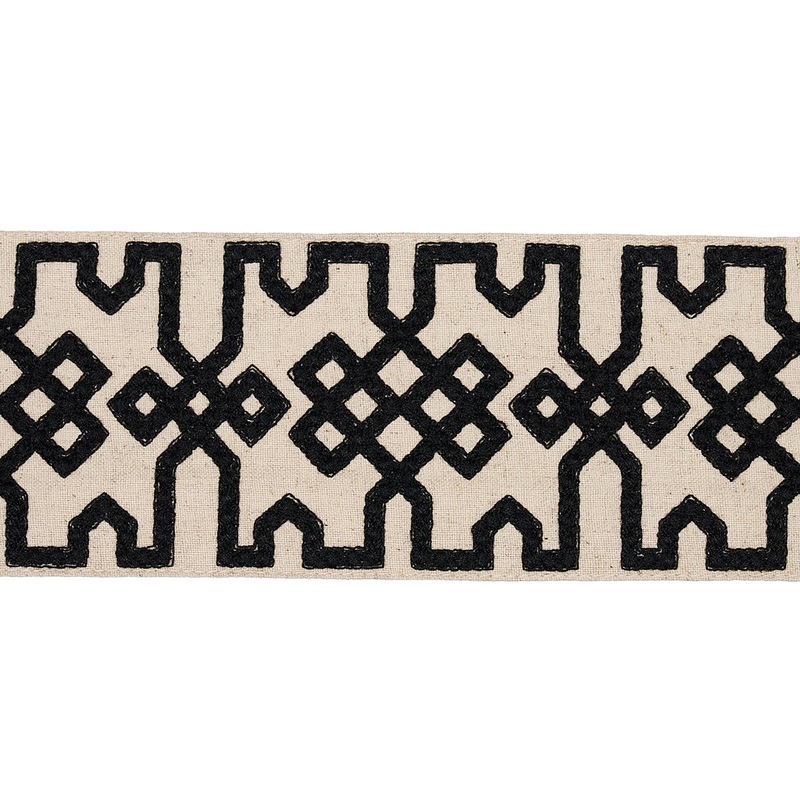 Knotted Trellis Tape BLACK ON UNBLEACHED