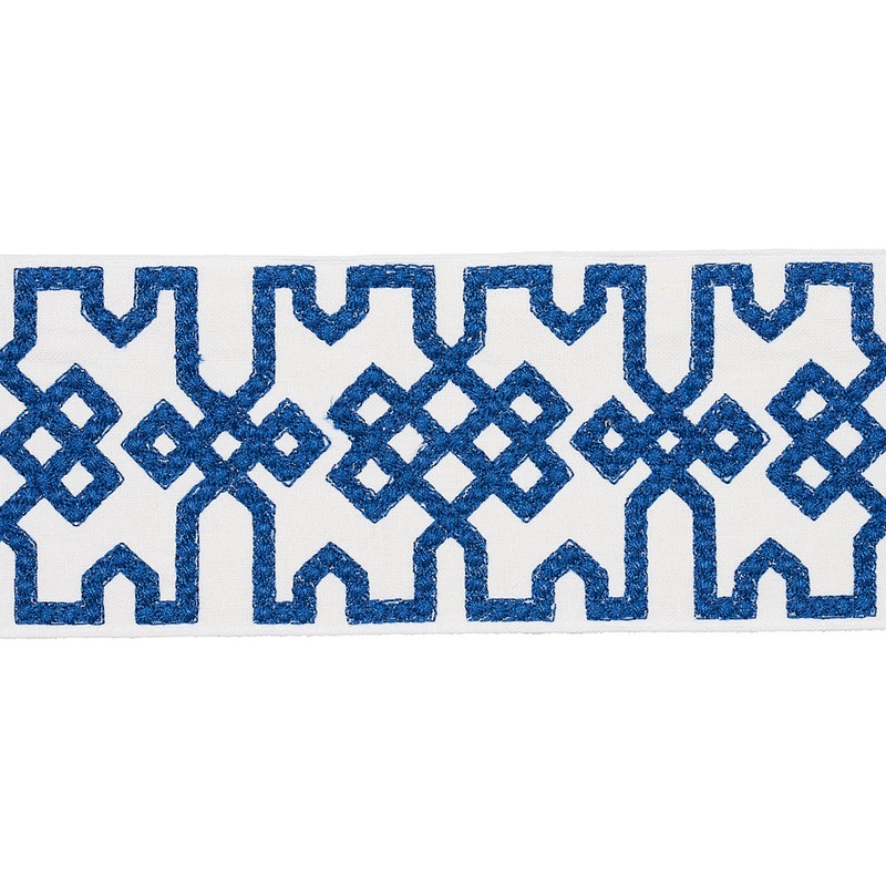 Knotted Trellis Tape BLUE ON WHITE