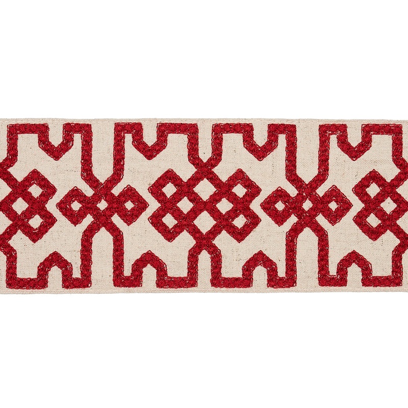 Knotted Trellis Tape CRIMSON ON UNBLEACHED