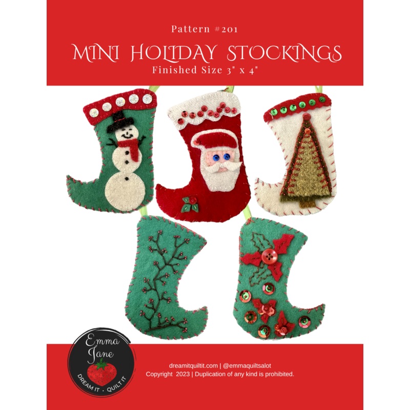 Mini Holiday Stockings Pattern by Emma Jane Powell - 201