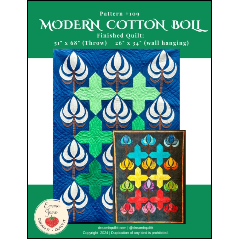 Modern Cotton Boll Quilt Pattern - now in two sizes! by Emma Jane Powel - MCB - EJP2