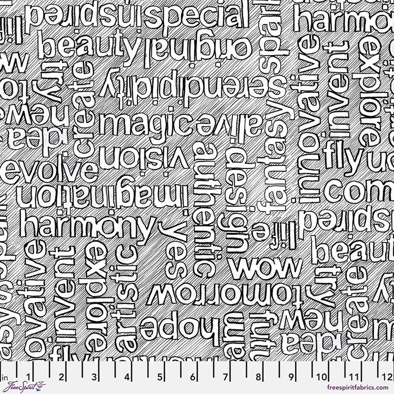 Writing on the Wall Quilt Fabric - Well Worded in White - PWWR999.WHITE
