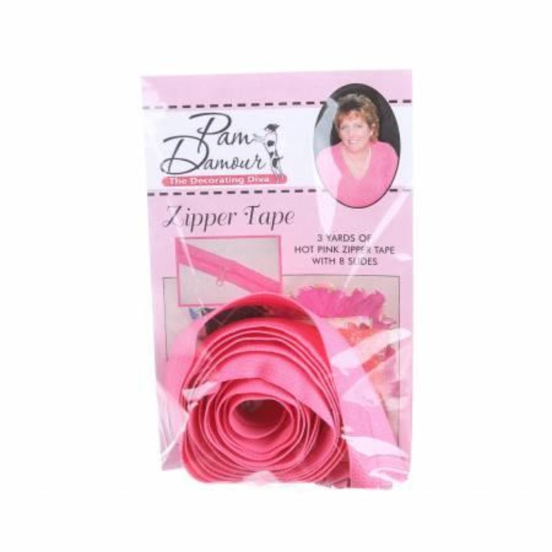 CHK Reversible Coil Zipper Tape With 8 Slides Hot Pink - ENR-HP