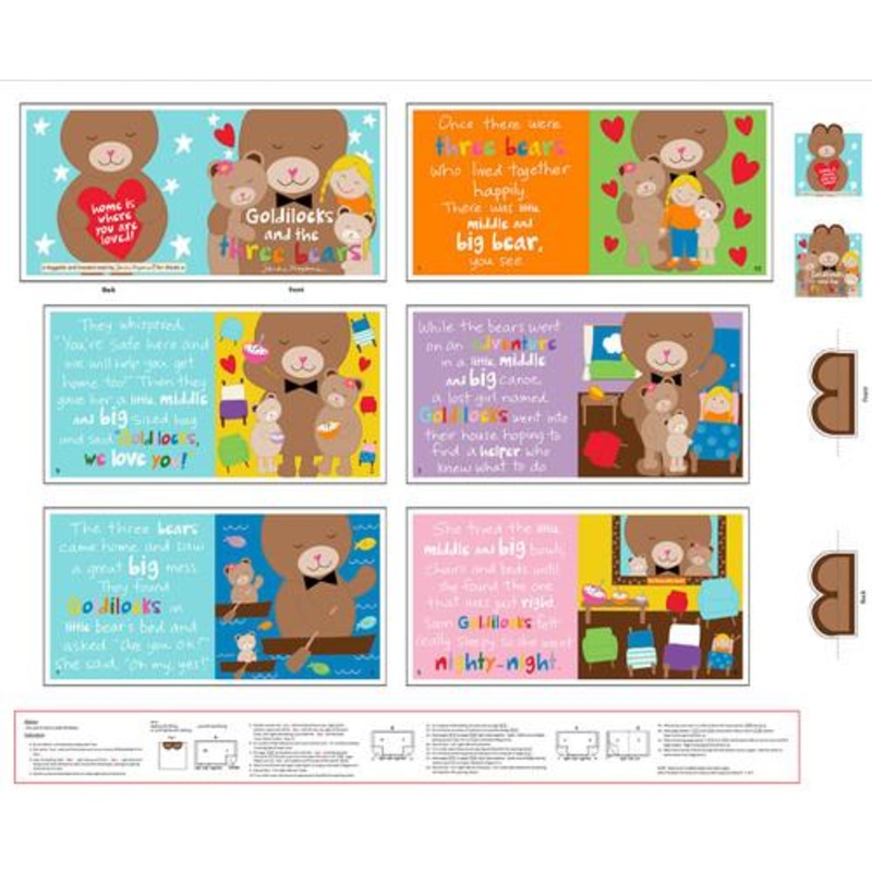 STUDIO E Huggable & Loveable Book Panel - 8181P-01 Multi - Cotton Fabric