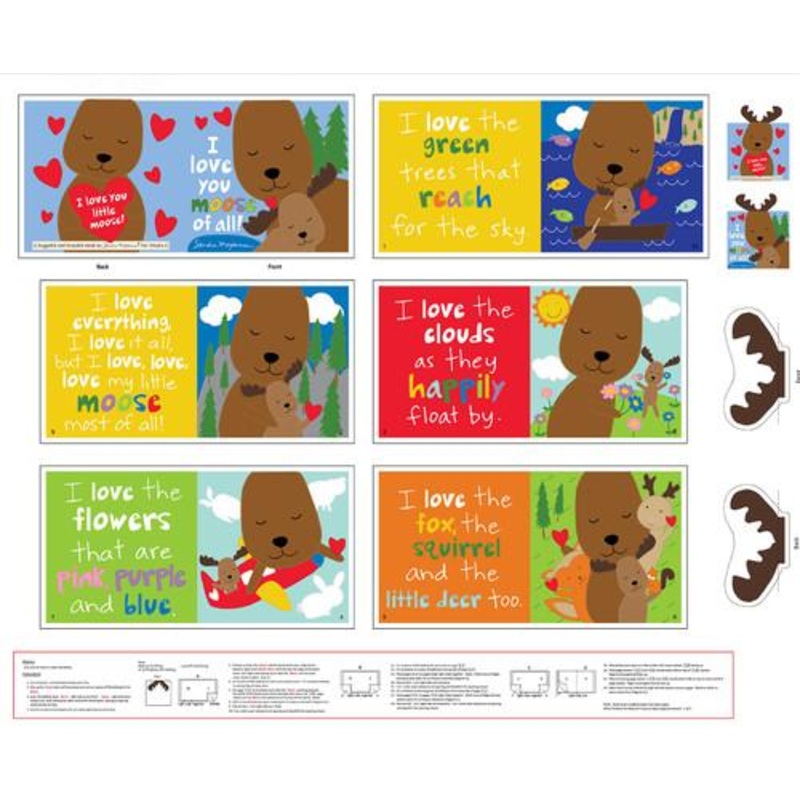STUDIO E Huggable & Loveable Book Panel - 8182P-01 Multi - Cotton Fabric
