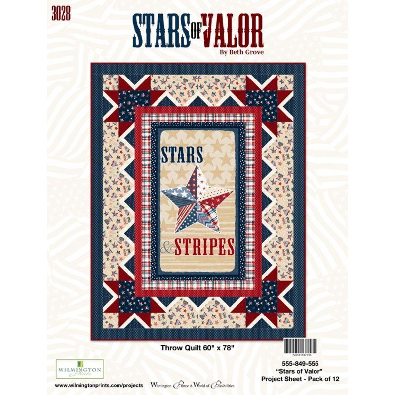 WP Stars Of Valor Throw Quilt Pattern - 555-849-555  - Pattern