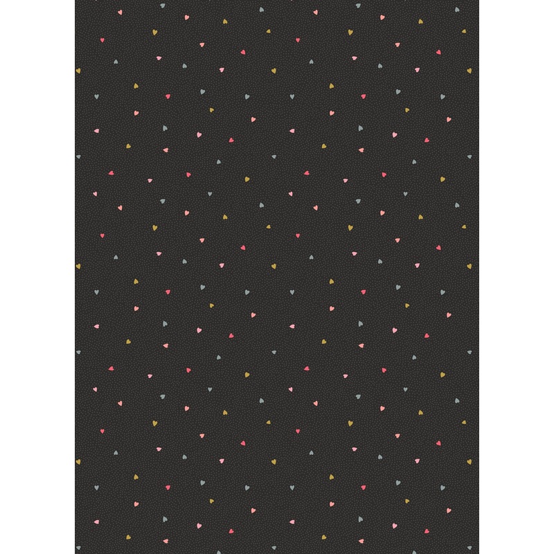 All We Need is Love A798.3 Tiny hearts on charcoal grey (with gold metallic)