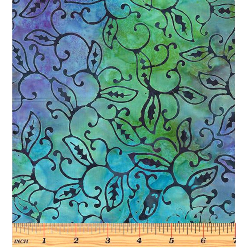 Bali Bamboo 9167-82 Swirling Vine Turquoise/Multi
