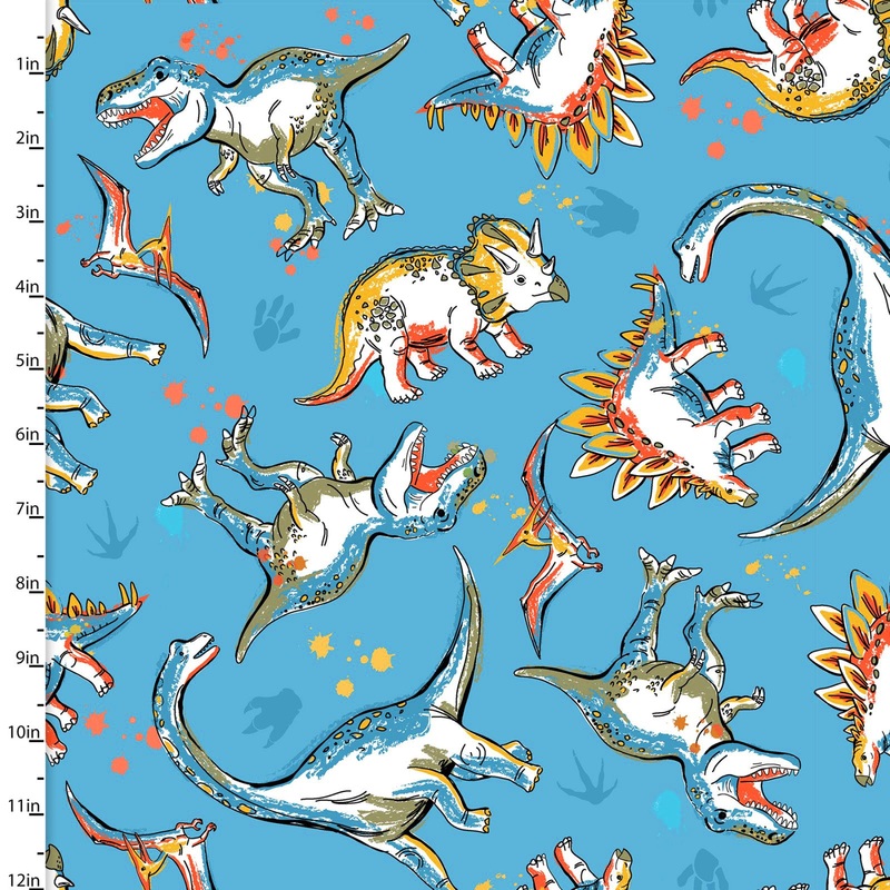Totally Roarsome Flannel 21668-BLU-CTN-D Roarsome Dinos Blue