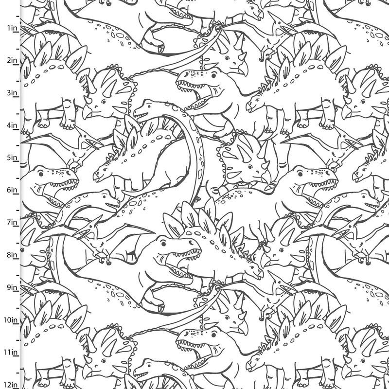 Totally Roarsome Flannel 21669-WHT-CTN-D Outlines White