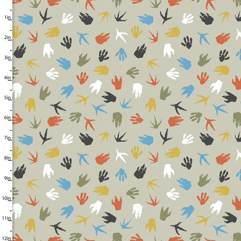 Totally Roarsome Flannel 21671-GRN-CTN-D Dino Tracks Green