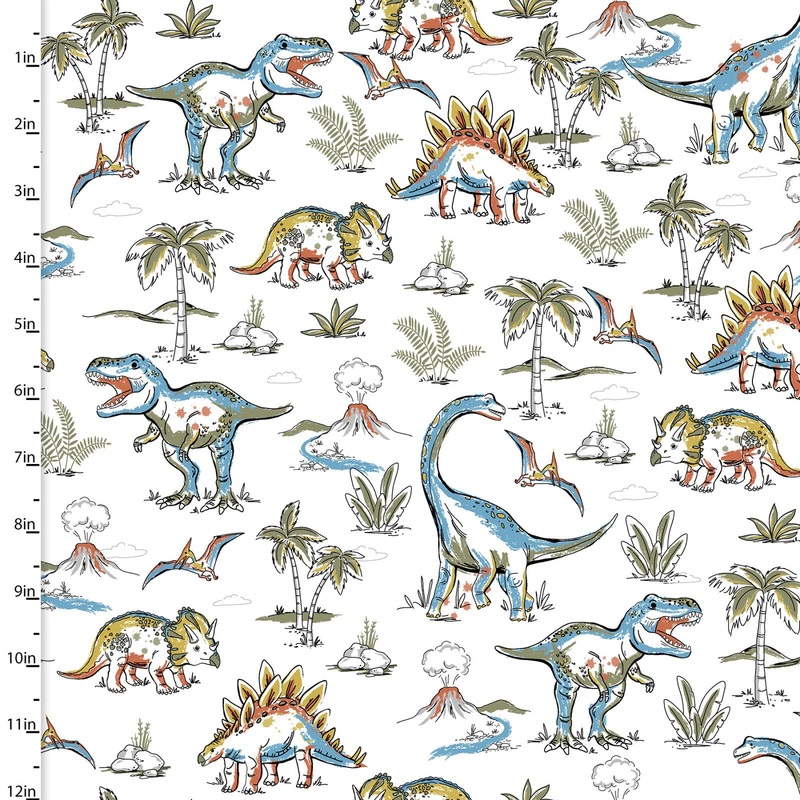 Totally Roarsome Flannel 21672-WHT-CTN-D Mighty Landscape White