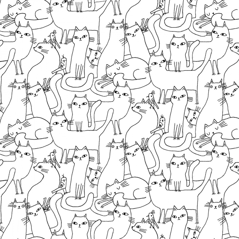 Cosmo Cats 16133-09 White/Black Outline Cats