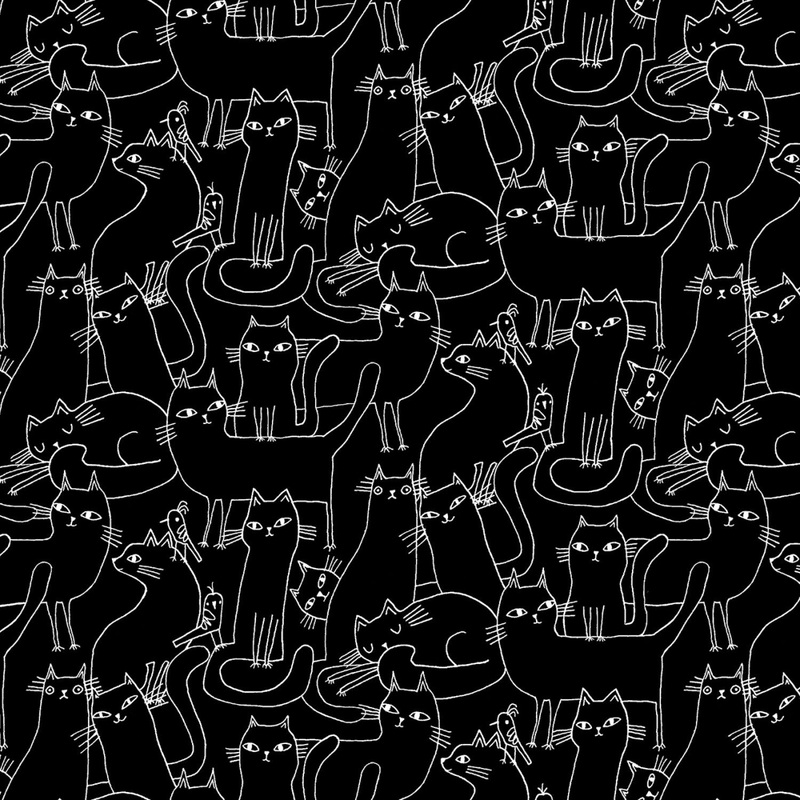 Cosmo Cats 16133-12 Black/White Outline Cats